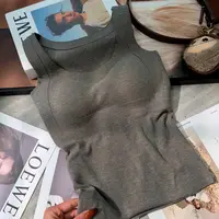 【晓溪服饰】秋冬带胸垫蛋白螺纹一体宽带舒适柔软保暖背心8650