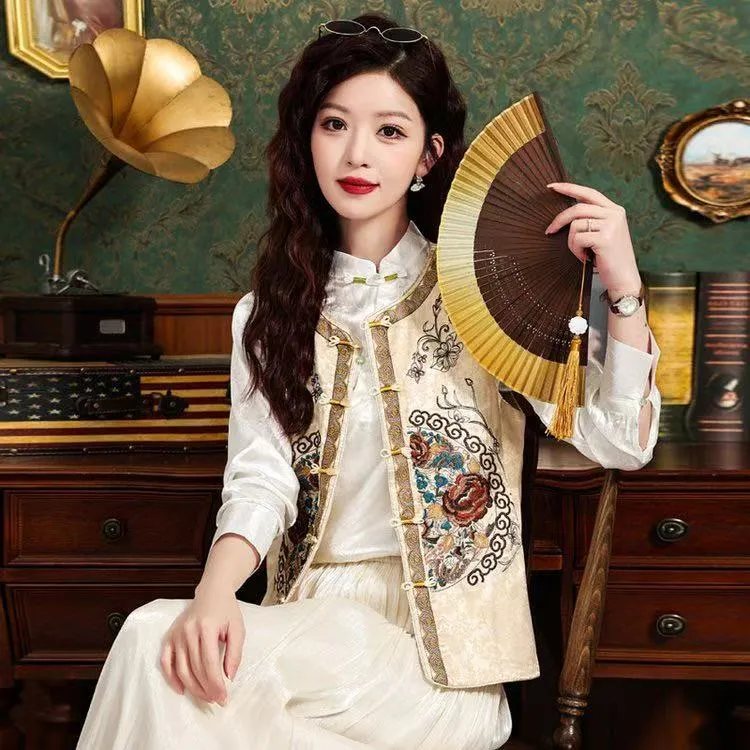 489新品正版高货全刺绣显瘦时尚洋气质百搭复古名族风马甲