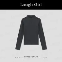 楚楚君 Laugh girl【悠闲T】秋款净版金属扣百搭高级长袖TL531095J