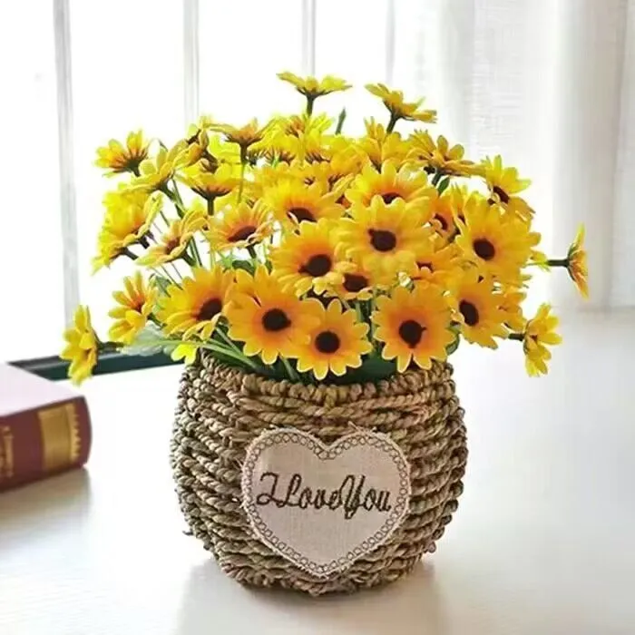 【厂家直销】向日葵花束假花仿真花摆设客厅餐桌花盆栽绿植阳台室内