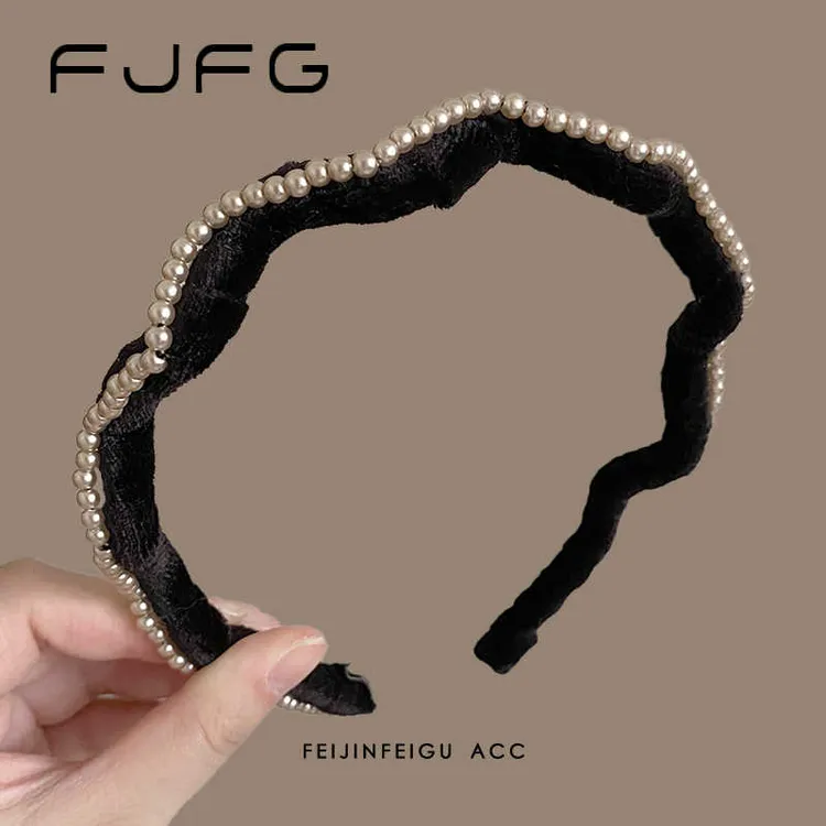 丝绒波浪发箍女秋冬新款简约气质时尚高级感头箍压发洗脸发卡头饰