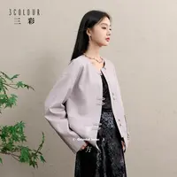 三彩2025冬季新款外套宽松简约上衣单排扣C