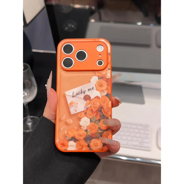 玫瑰书信适用苹果17p手机壳16PM肤感皮纹oppo华为p70简约小米17女