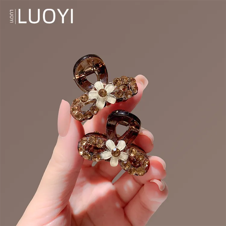 约3.5厘米清新花朵镶钻透明小抓夹碎发夹发饰气质前额刘海夹头饰