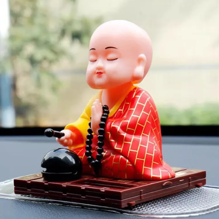 小沙弥和尚财神爷如来佛祖弥勒佛太阳能点头汽车摆件