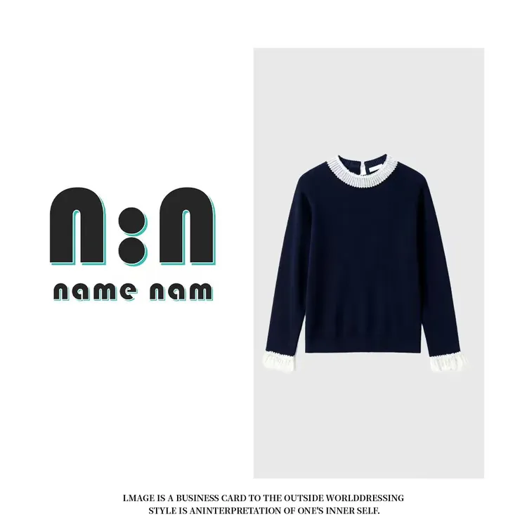  撞色宫廷风蕾丝拼接气质针织衫女冬季打底衫内搭显瘦 8192#