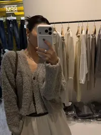 【NO退NO换】韩国丨【一粒扣】【经典复活款】温柔感软糯毛衣开衫