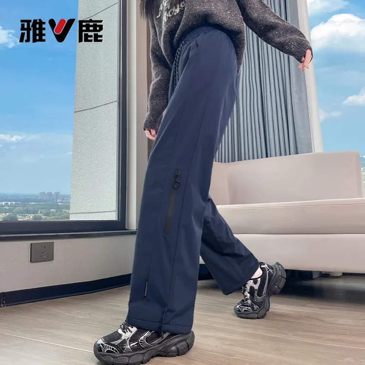 雅鹿羽绒裤女外穿2025新款冬季东北滑雪宽松防寒防水保暖工装裤
