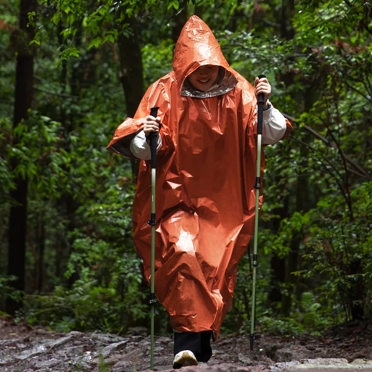 【原始人保温雨衣】户外登山防寒雨衣反光急救毯铝箔锡纸生存救生毯