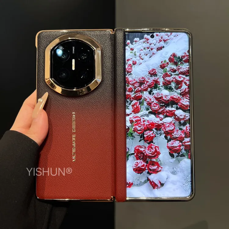 适用华为matex7手机壳折叠屏新款高档头层牛皮渐变中轴matex6典藏