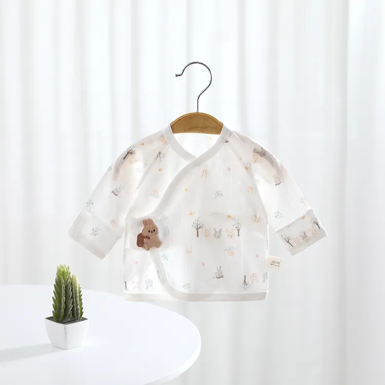 2025年新生儿纯棉衣服初生婴幼儿内衣0-1个月上衣宝宝夏季半背衣