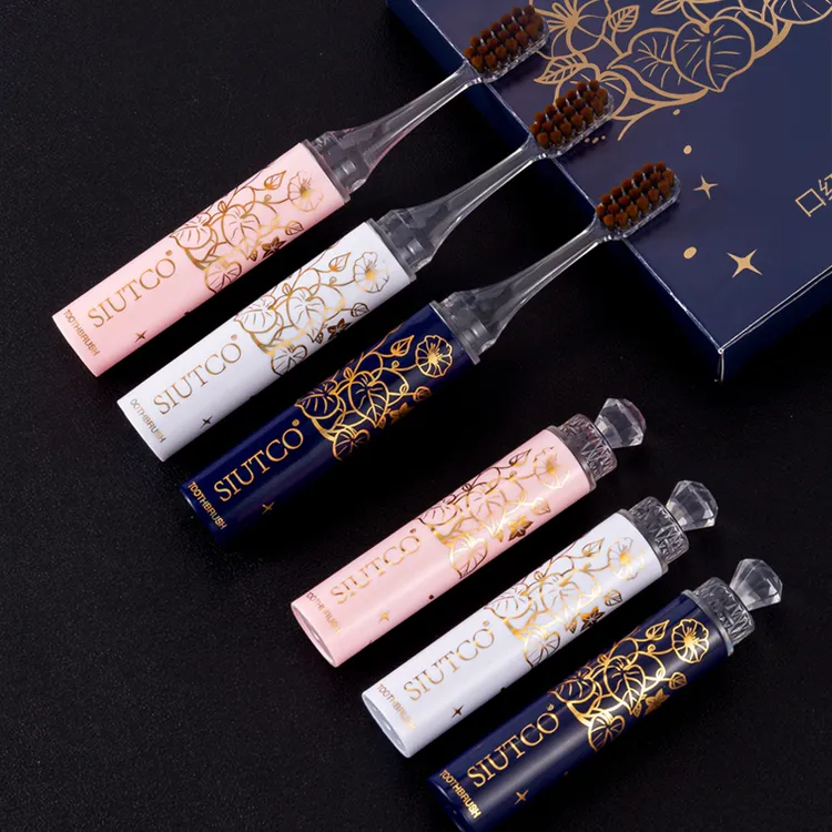 新款高档轻奢口红管出差便携式软毛牙刷女士护龈洁牙酒店家用刷牙