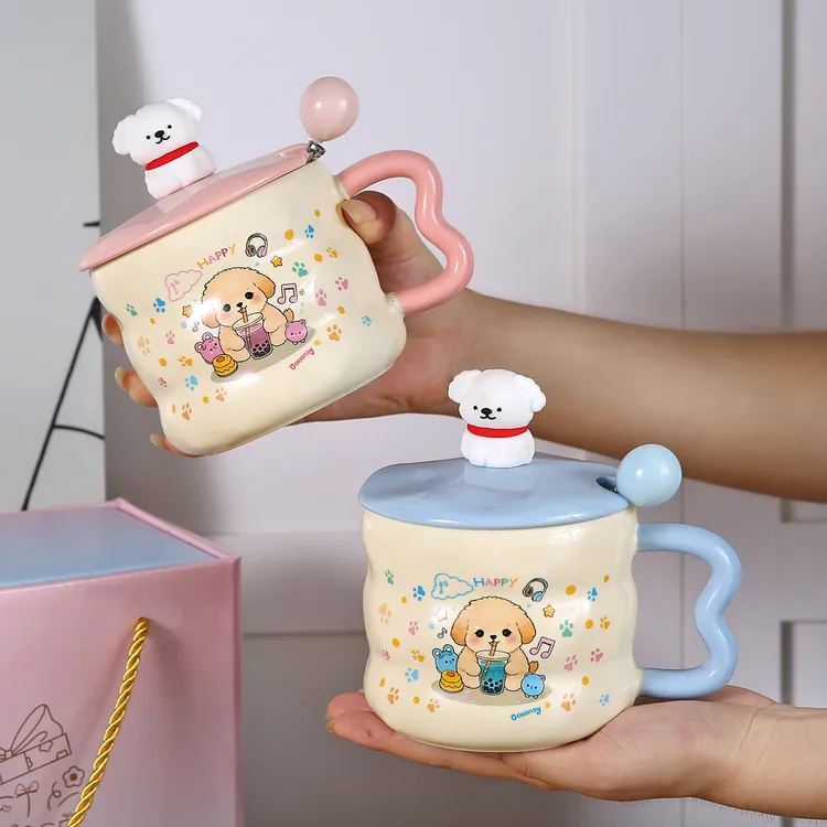 可爱卡通ins小狗马克杯高颜值陶瓷水杯送女生生日礼物伴手礼
