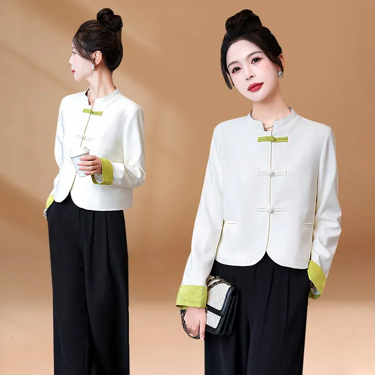 新中式盘扣小西装气质女春秋2025年新款国中新中式盘扣上衣短外套