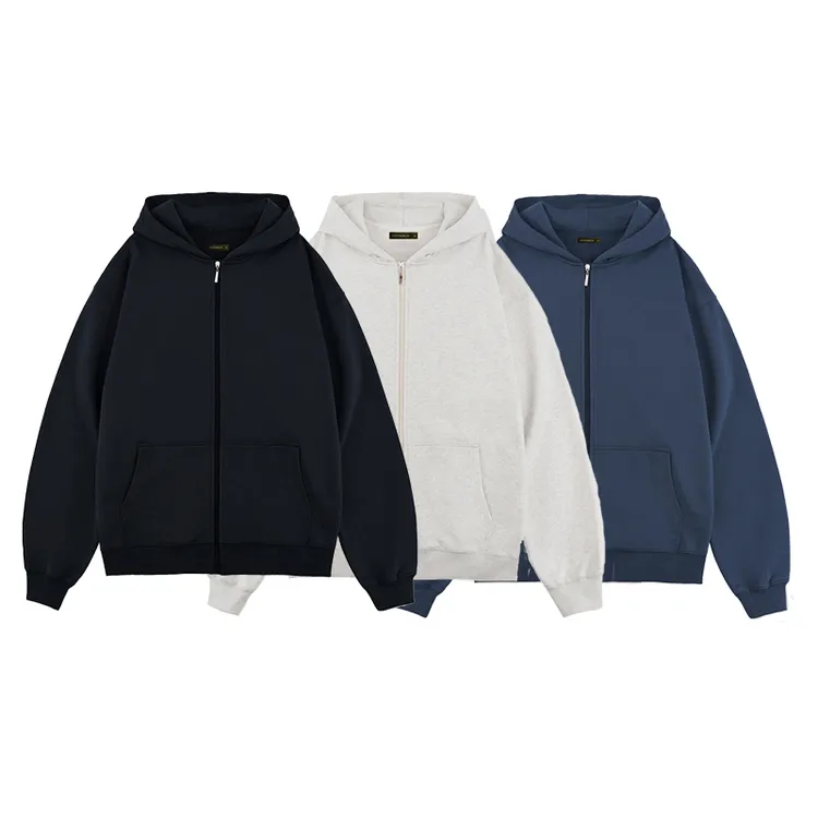 GENTNOBKIN 23AW450g纯色重磅毛圈宽松cleanfit拉链连帽卫衣外套