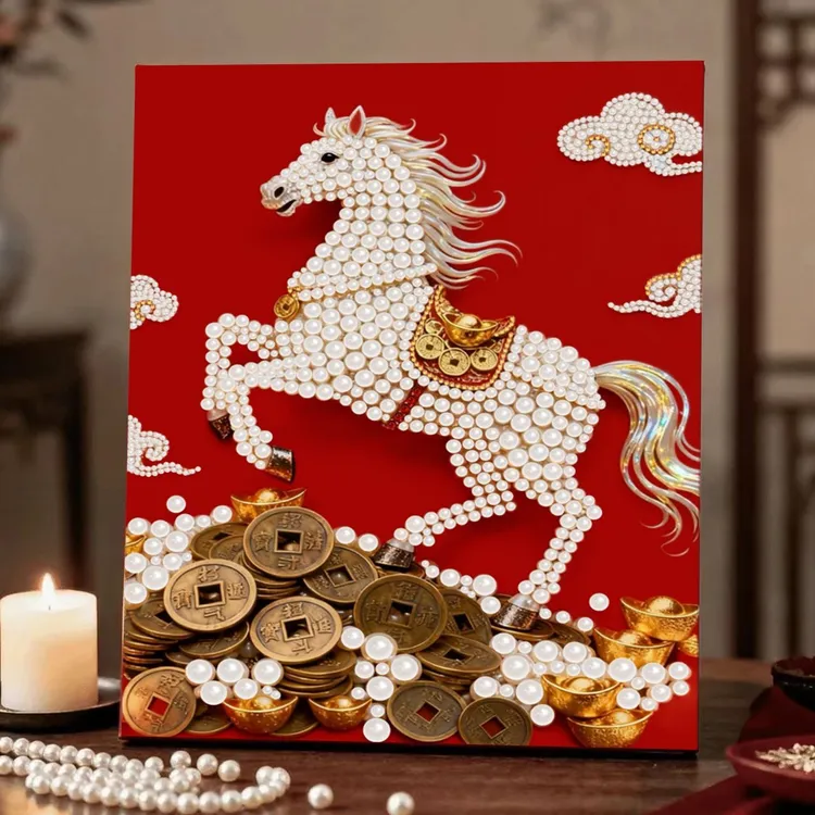 财神爷珍珠画diy手工自粘创意装饰画送朋友礼物ins风高颜值材料包