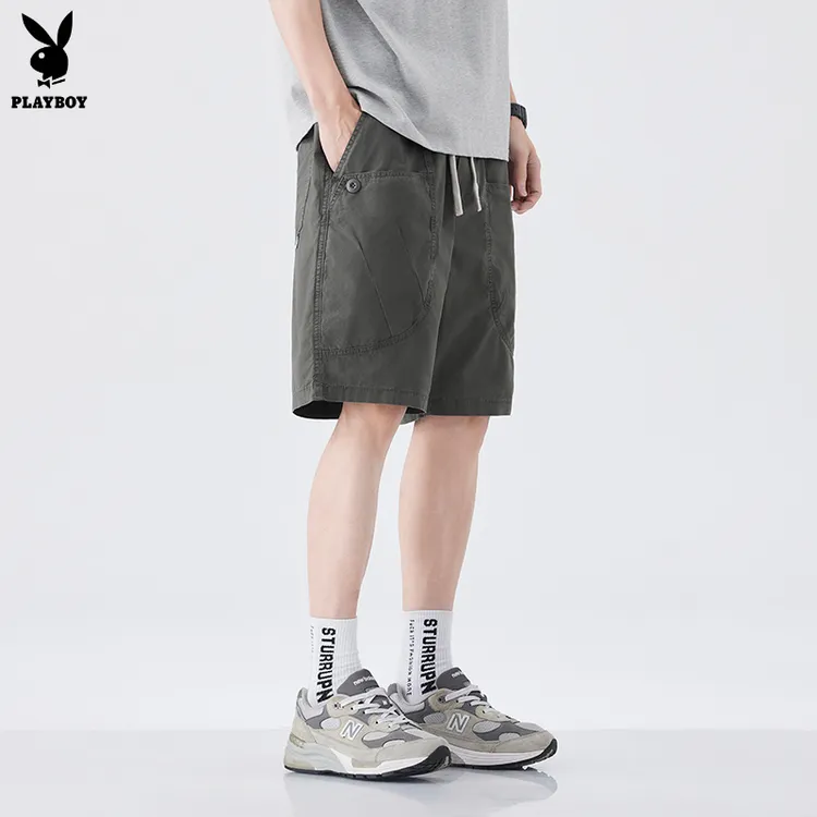 花花公子夏季工装短裤冰感透气日系复古休闲短裤夏季短裤宽松裤子