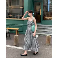DH OFFICIAL 大花【玛格丽特 dress】韩系格纹气质显瘦吊带连衣裙