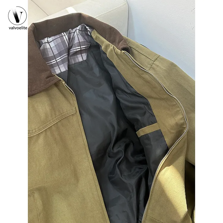 VALVOELITE秋季短款正肩外套男美式哈灵顿飞行夹克痞帅翻领棒球服
