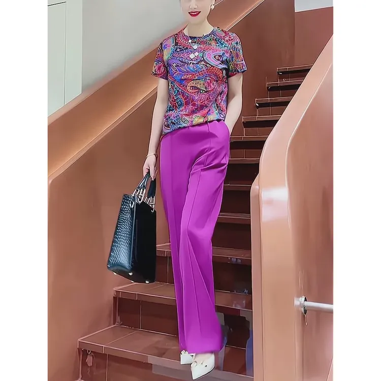 玫红色时尚套装女2025新款高级感气质减龄显瘦遮肉夏装搭配一整套