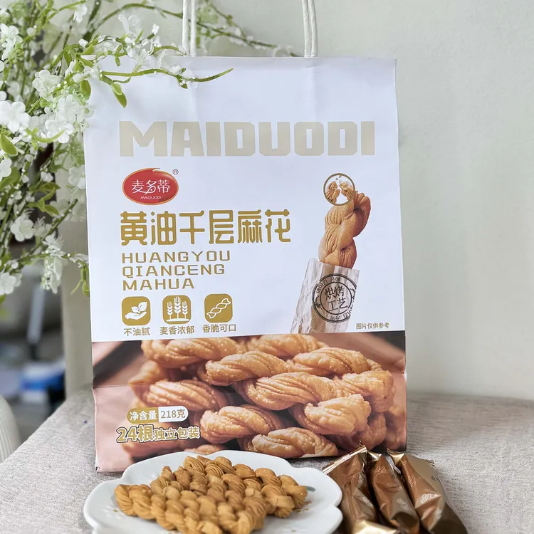 麦多蒂黄油千层麻花蟹黄味218g袋装香脆可口油赞子独立小包装零食