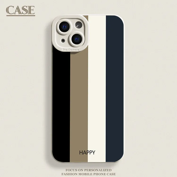 简约拼色条纹适用iPhone16ProMax手机壳15苹果14软13瞳影12磨砂11