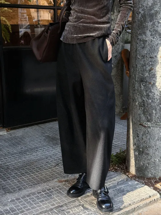 TT设计师【巨能搭】极简风日系时尚休闲百搭醋酸羊毛裤TT191665