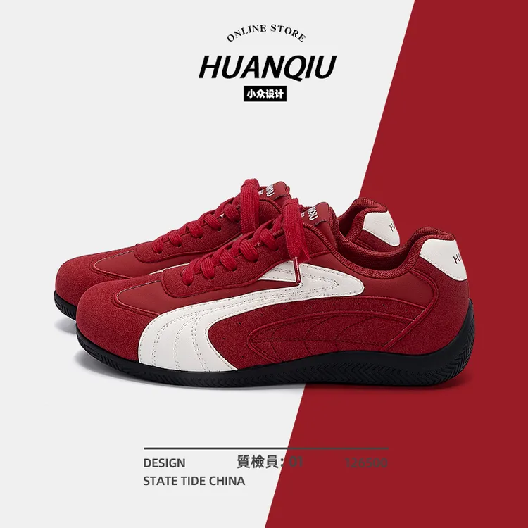 环球红色赛车鞋男2025新款复古休闲板鞋秋冬内增高百搭休闲男鞋潮