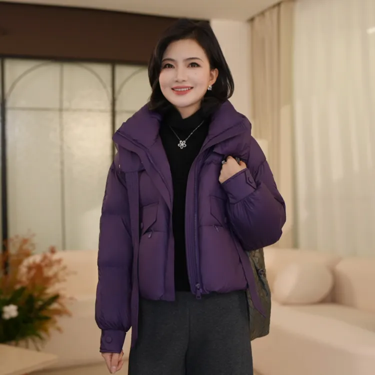 枫竺阿楠anan90白鸭绒连帽飘带零压保暖羽绒服女冬天防寒外套