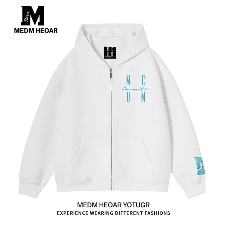 【三标齐全】MEDM HEOAR国潮牌刺绣拉链帽衫情侣连帽卫衣休闲外套
