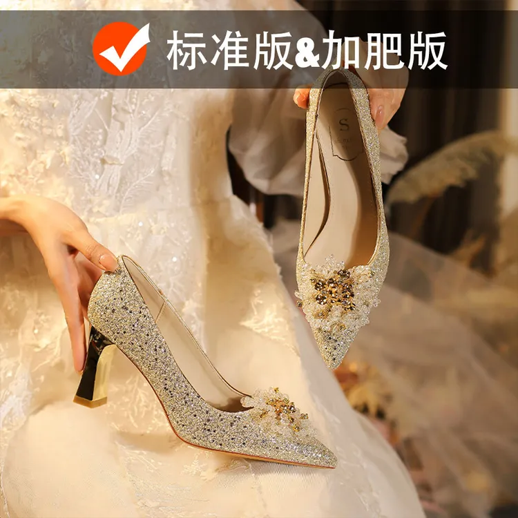 C755A-12法式婚鞋高级感2025新款高跟鞋女婚纱礼服宴会百搭32-43