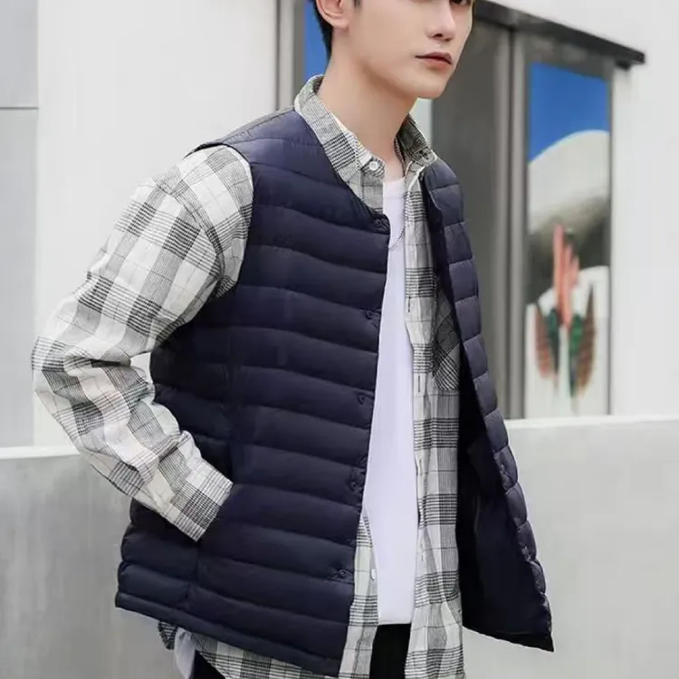 轻薄男短款圆领保暖内搭外穿便携休闲纯色潮流男士马甲