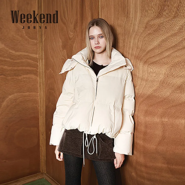 【商场同款】卓雅周末25冬新款休闲拉链抽绳鹅绒泡芙羽绒服XRW6G07C