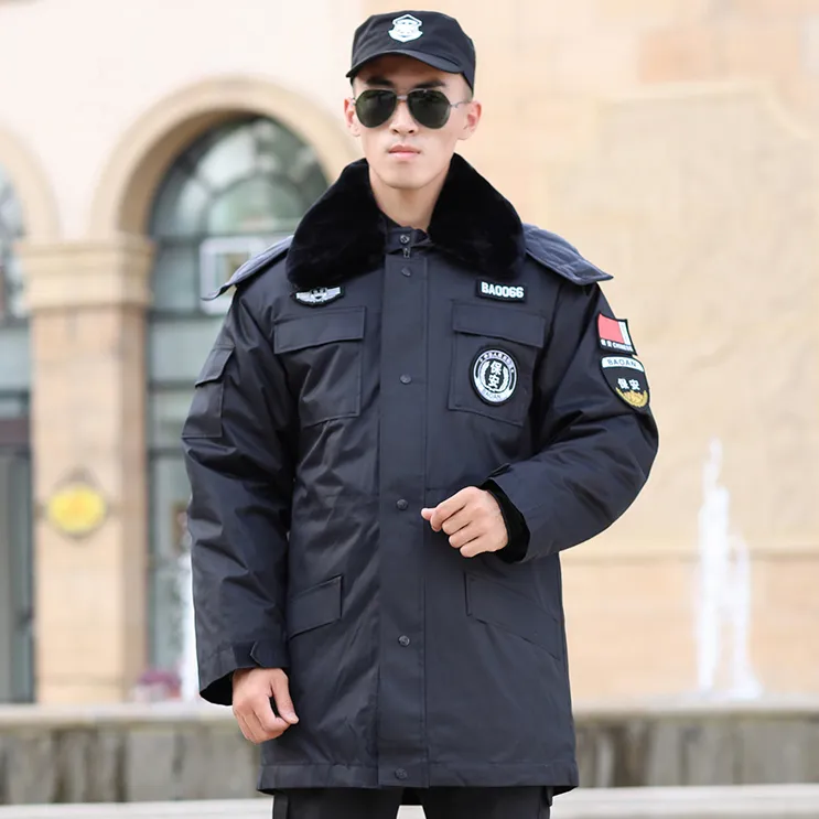 保安冬季服装棉服保安大衣工作服秋冬装棉衣中长防寒服男加厚棉袄