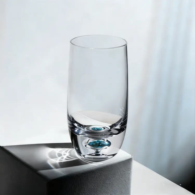 买一送一绿松石绿茶杯水晶玻璃高端大容量家用绿茶杯果汁酒杯