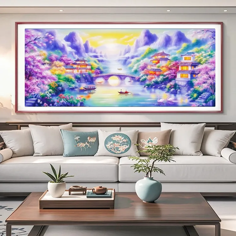 【针情针艺正品定制】江南紫韵十字绣梦里江南高端客厅沙发墙42色