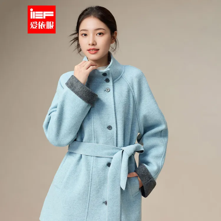 IEF/爱依服2025新款冬季设计感气质时尚纯色毛呢中外套