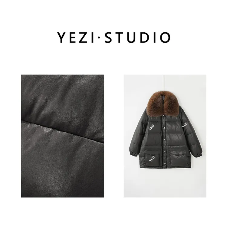 【阿尔泰的雪】西班牙进口羊皮狐狸毛领高充绒量鹅绒服25429006