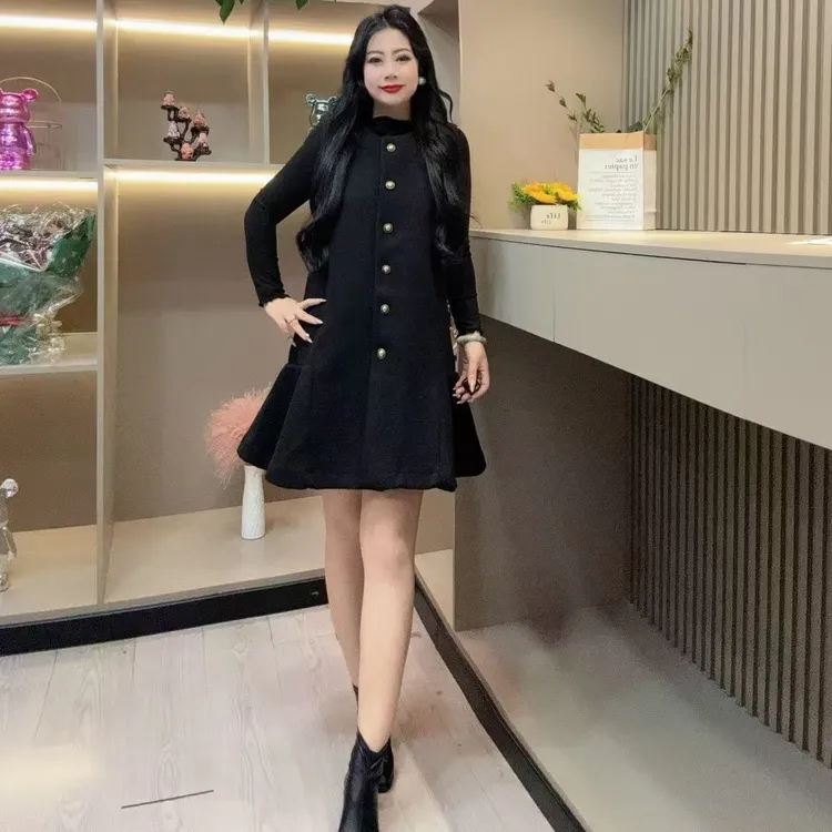 冬季两件套-甜 5268时尚潮流纽扣马甲裙设计款胖MM大码女装新款