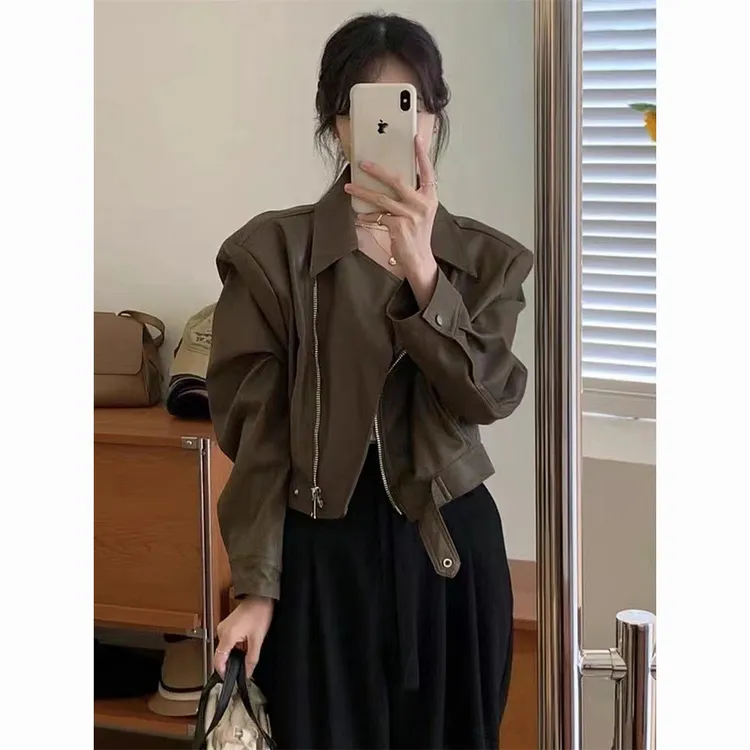 复古衣外套女2025秋季小个子时尚百搭显瘦机车短款夹克上衣