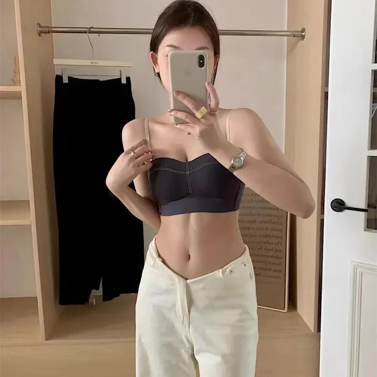 小胸聚拢显大内衣女无钢圈防走抹胸2025爆款文胸罩6059