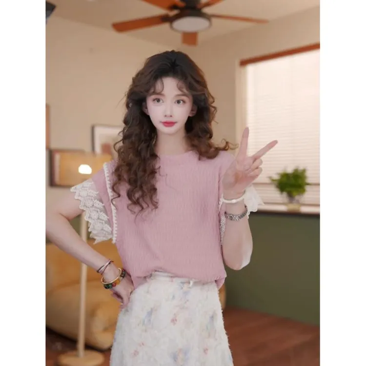 余紫绮【海酸盐】甜美小衫休闲百搭短袖衬衫女夏季上衣ZE0706454