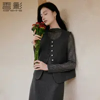 【直播专享】B65A644马夹 香影深灰摩登小马甲女秋季新款小众叠穿