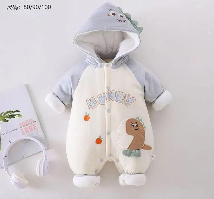 冬款加厚【500克】可拆帽带帽婴幼儿新生儿造型外出服连体哈衣