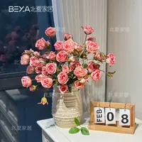 仿真玫瑰花苞芯小玫瑰油画系家居假花装饰家居拍照摄影道具花