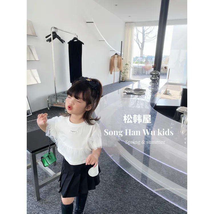松韩屋女童百褶裙2025夏季新款白色短裙公主裙 S3QG2181