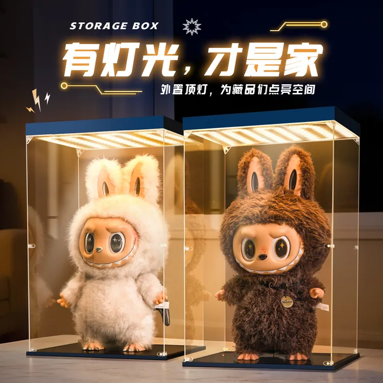 zimomo大首领展示盒搪胶大天使labubu罗马柱亚克力防尘罩展示柜