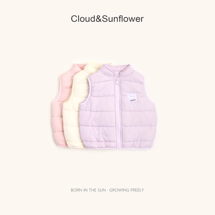 【云朵小葵】女童冬季新款纯色卡通印花休闲绵绵马甲1114682