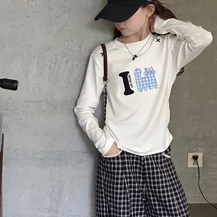 女童春秋t恤2025新款初中生女孩韩版打底衫儿童秋季时髦长袖上衣