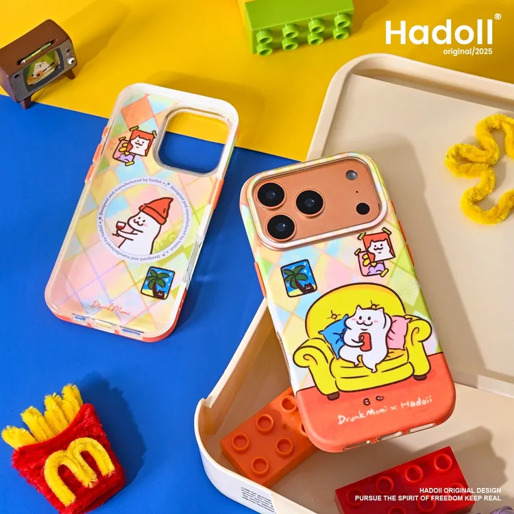 原创“黄色沙发”iPhone17promax手机磁吸壳适用苹果磨砂橙色软壳